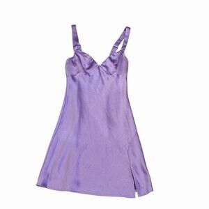 Princess Polly Lilac Purple Satin Slip Mini Dress Womens M V-Neck Strappy Side S